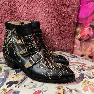 Buckle Studded Ankle Boots
